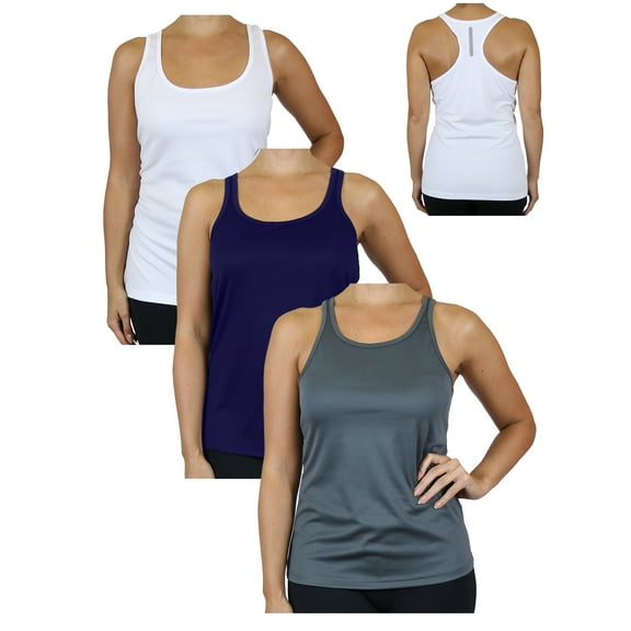 GBH Moisture Wicking Womens Racerback Tanks (3-Pack) (S-3XL)