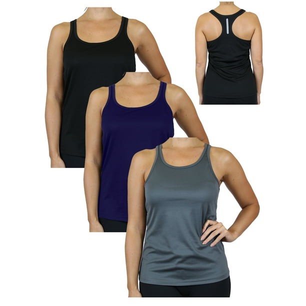 GBH Moisture Wicking Womens Racerback Tanks (3-Pack) (S-3XL