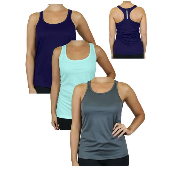 GBH Moisture Wicking Womens Racerback Tanks (3-Pack) (S-3XL)