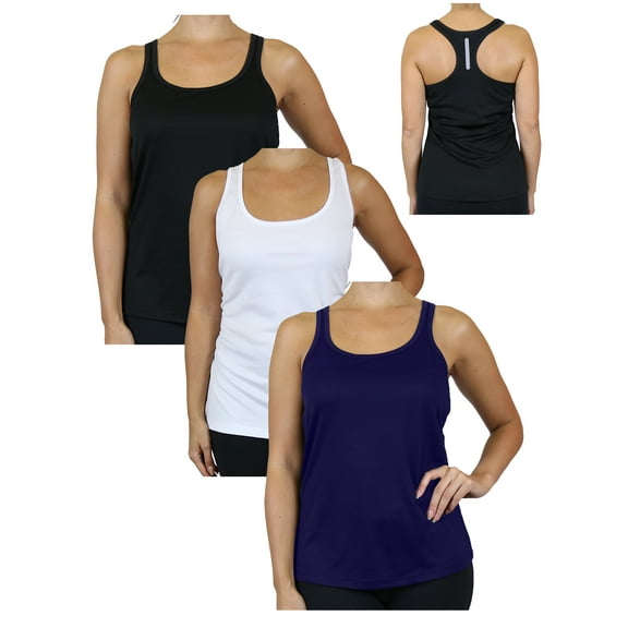 GBH Moisture Wicking Womens Racerback Tanks (3-Pack) (S-3XL)