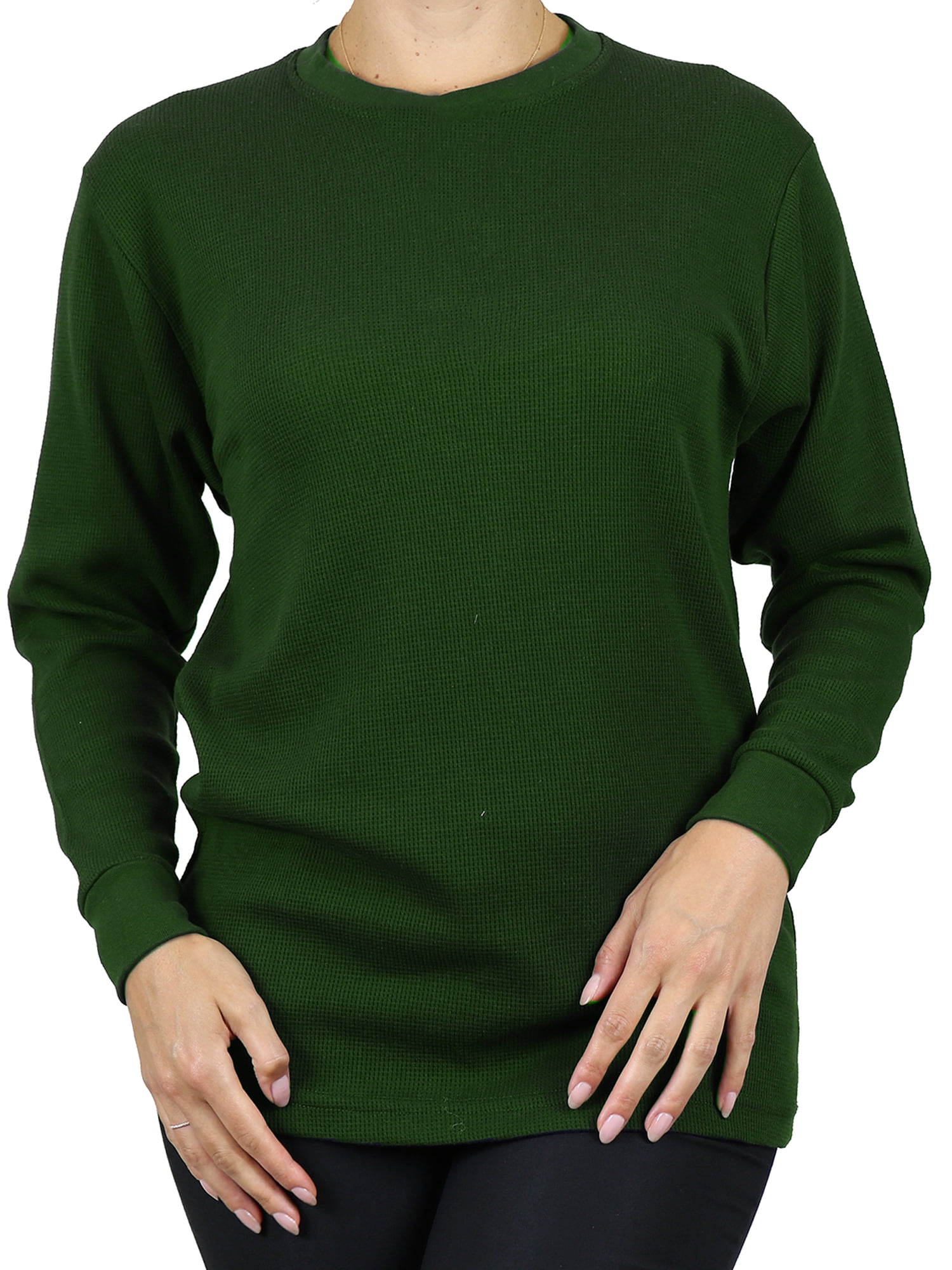 GBH Women's Loose Fit Crew Neck WaffleKnit Thermal Shirt (S2XL