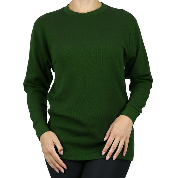GBH Women's Loose Fit Crew Neck Waffle-Knit Thermal Shirt (S-2XL)