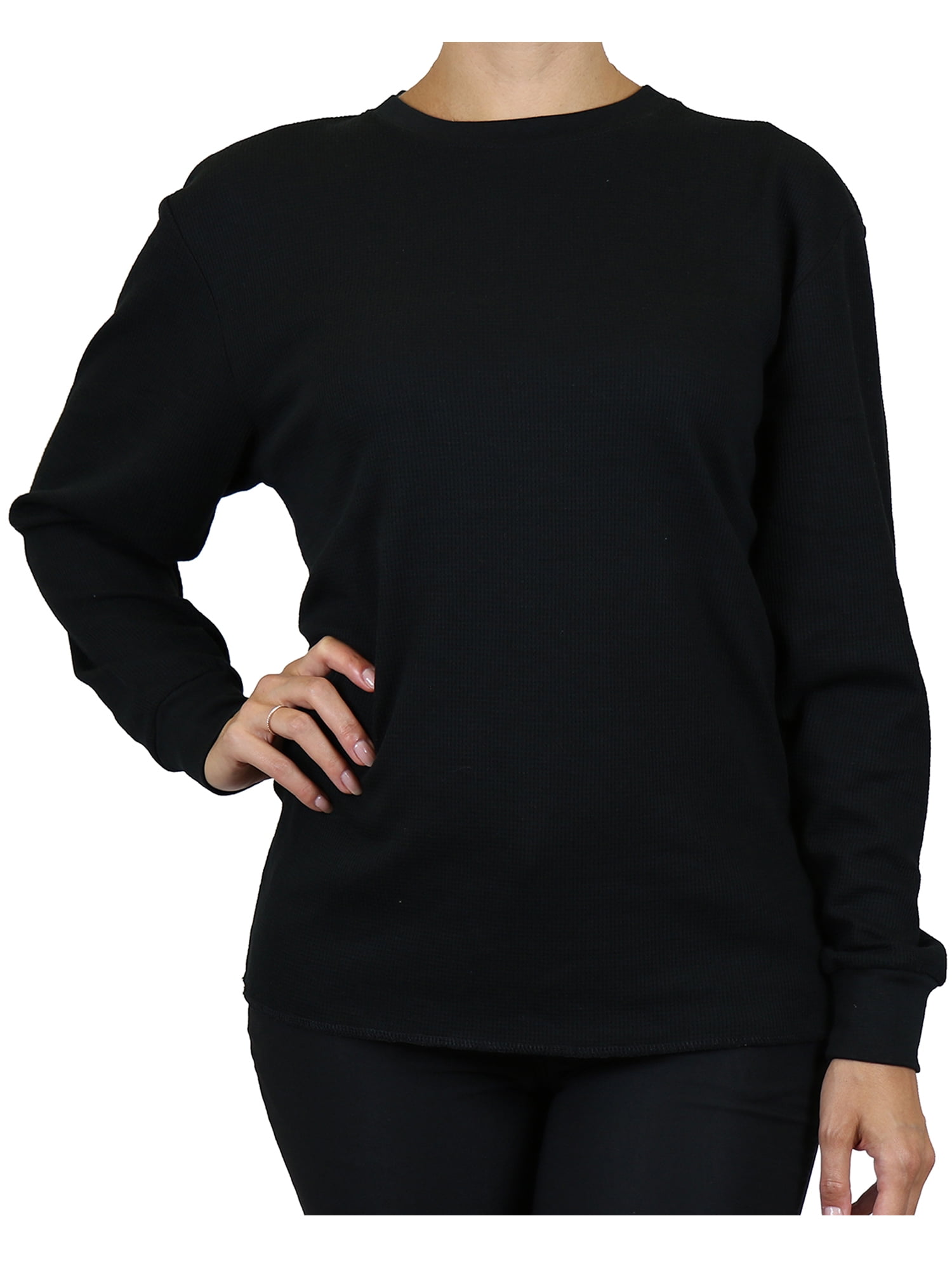 GBH Women's Loose Fit Crew Neck WaffleKnit Thermal Shirt (S2XL