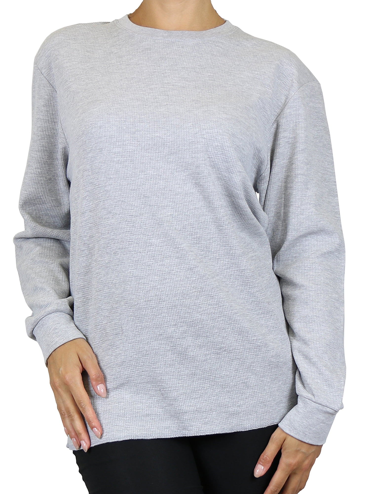 GBH Women's Loose Fit Crew Neck Waffle-Knit Thermal Shirt (S-2XL ...