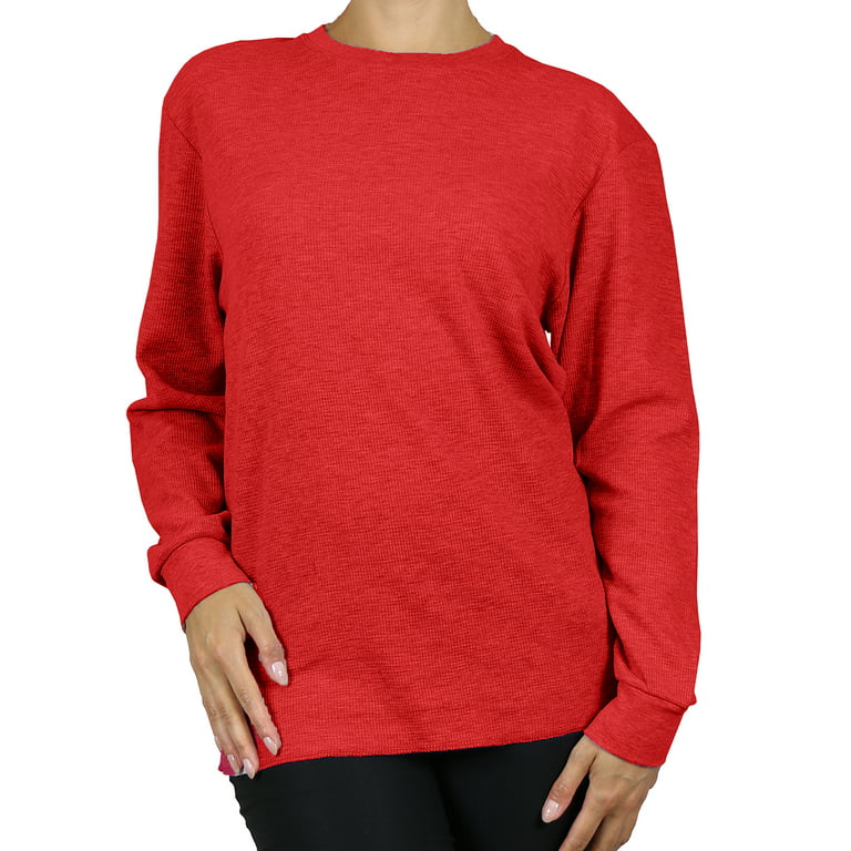 GBH Women's Loose Fit Crew Neck Waffle-Knit Thermal Shirt (S-2XL)
