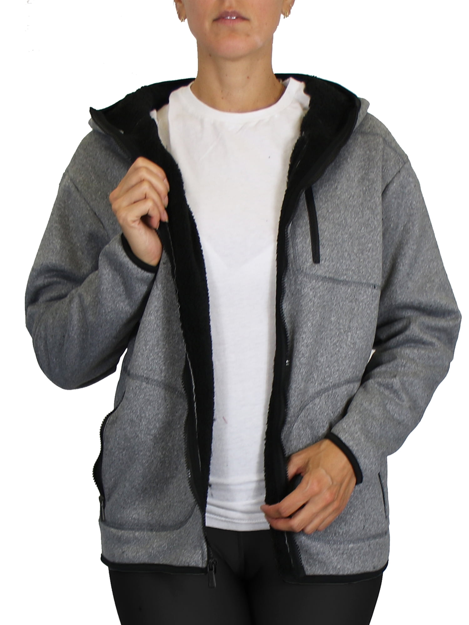 GBH Women s Loose Fit Oversize Full Zip Sherpa Lined Hoodie Fleece Walmart Business Supplies