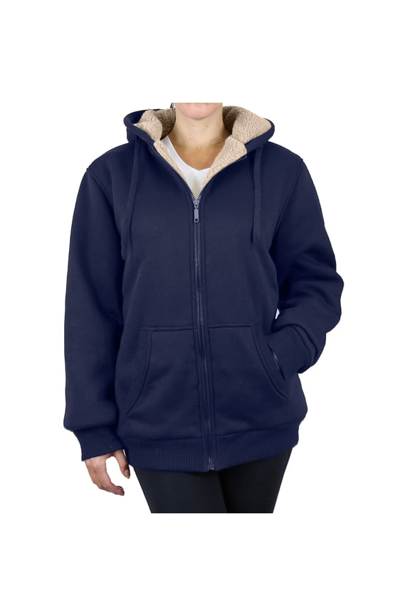 Women's Loose Fit Oversize Full Zip Sherpa Lined Hoodie Fleece