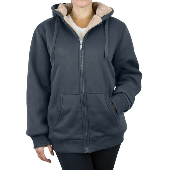 Women's Loose Fit Oversize Full Zip Sherpa Lined Hoodie Fleece