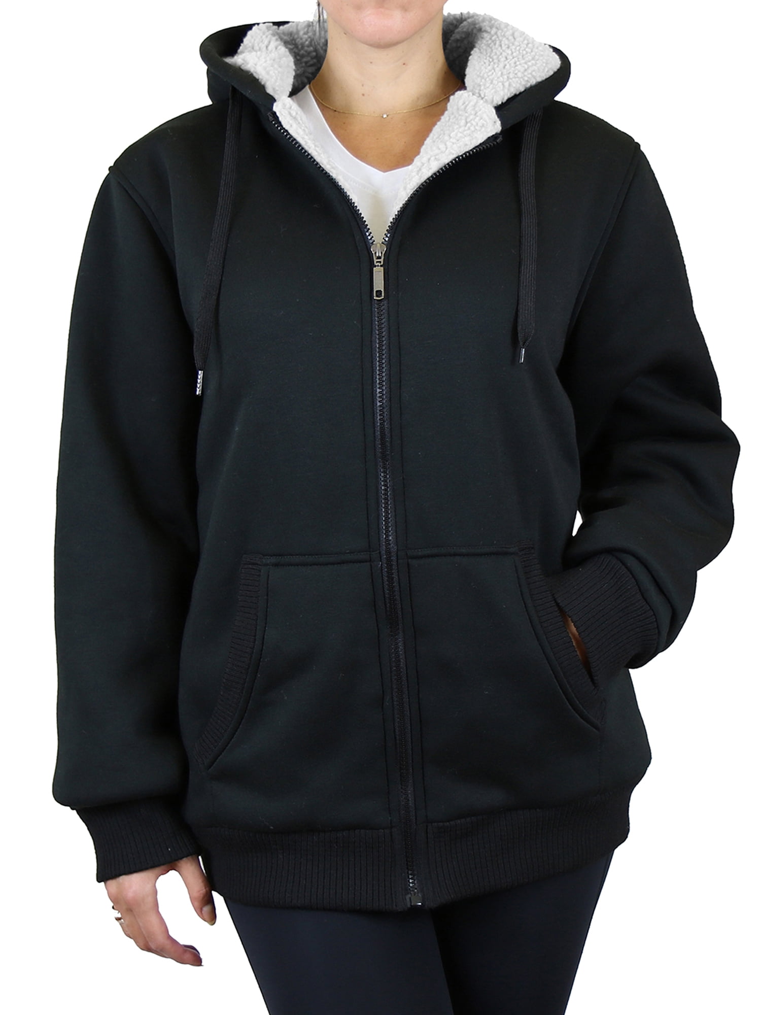 Gbh women's loose fit oversize full zip sherpa lined hoodie fleece hotsell