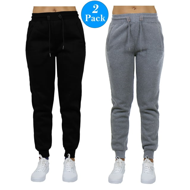 GBH Womens FleeceLined Heavyweight Jogger Sweatpants 2Pack, Slim Fit