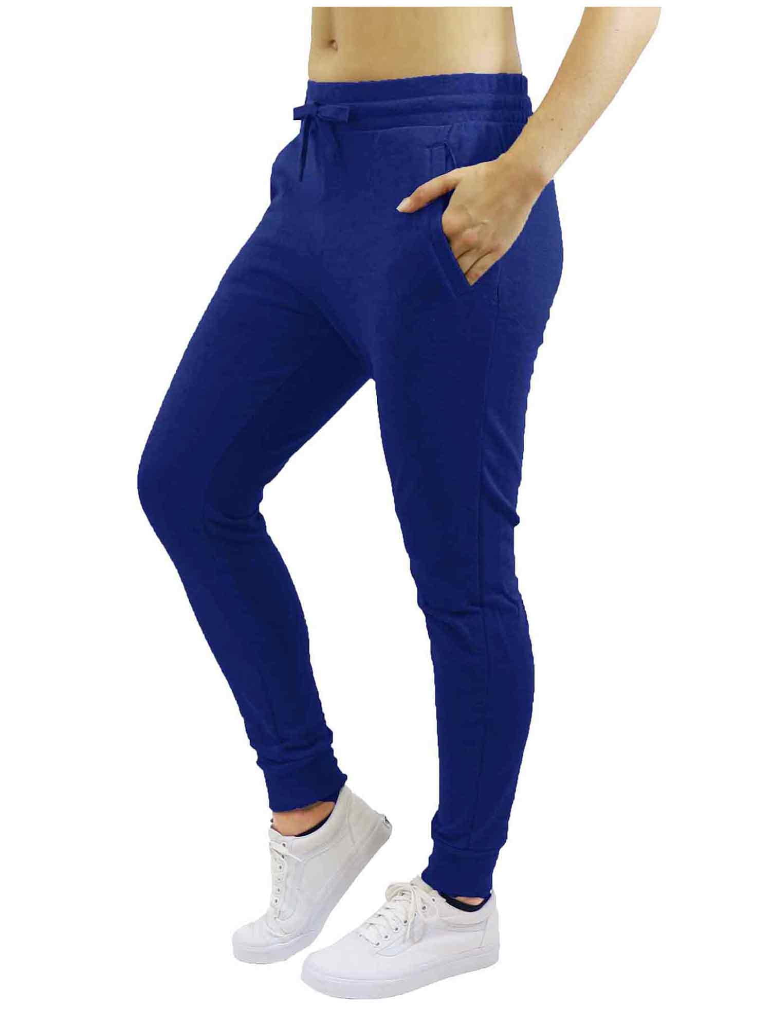 Women's Track Pants Soft Fleece Slim Cuff w Zipped Pockets Ladies Trackies  Basic