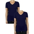 thumbnail image 1 of GBH Womens V-Neck Cotton Stretch Short Sleeve Tees (2-Pack), 1 of 2