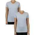 thumbnail image 1 of GBH Womens V-Neck Cotton Stretch Short Sleeve Tees (2-Pack), 1 of 2