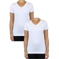 thumbnail image 1 of GBH Womens V-Neck Cotton Stretch Short Sleeve Tees (2-Pack), 1 of 2