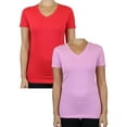 thumbnail image 1 of GBH Womens V-Neck Cotton Stretch Short Sleeve Tees (2-Pack), 1 of 2