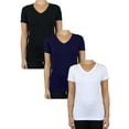 thumbnail image 1 of GBH Womens V-Neck Cotton Stretch Short Sleeve Tees (3-Pack), 1 of 2
