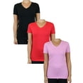 thumbnail image 1 of GBH Juniors V-Neck Cotton Stretch Short Sleeve Tees (3-Pack), 1 of 2