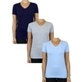 thumbnail image 1 of GBH Womens V-Neck Cotton Stretch Short Sleeve Tees (3-Pack), 1 of 2