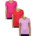 thumbnail image 1 of GBH Womens V-Neck Cotton Stretch Short Sleeve Tees (3-Pack), 1 of 2