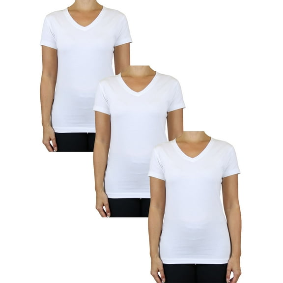 GBH Womens V-Neck Cotton Stretch Short Sleeve Tees (3-Pack)