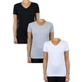 thumbnail image 1 of GBH Womens V-Neck Cotton Stretch Short Sleeve Tees (3-Pack), 1 of 2