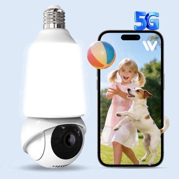GBIUT 2K Light Bulb Camera with Light, 2.4G&5G WiFi Bulb Security Camera, 800-Lumen LED, Color Night Vision, Motion Detection & Siren, Two-Way Talk, Human Detection