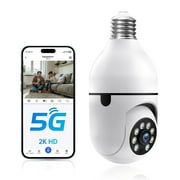 GBIUT Light Bulb Security Camera -5G& 2.4GHz WiFi 2K Security Cameras Wireless Outdoor Motion Detection and Alarm,Two-Way Talk,Color Night Vision,Human Detection, Bulb Camera Compatible with Alexa