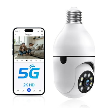 GBIUT 5G& 2.4GHz Wifi Light Bulb Security Camera, 2K HD Security Cameras for Home, Wireless Outdoor Motion Detection and Alarm, Two-Way Talk, Color Night Vision