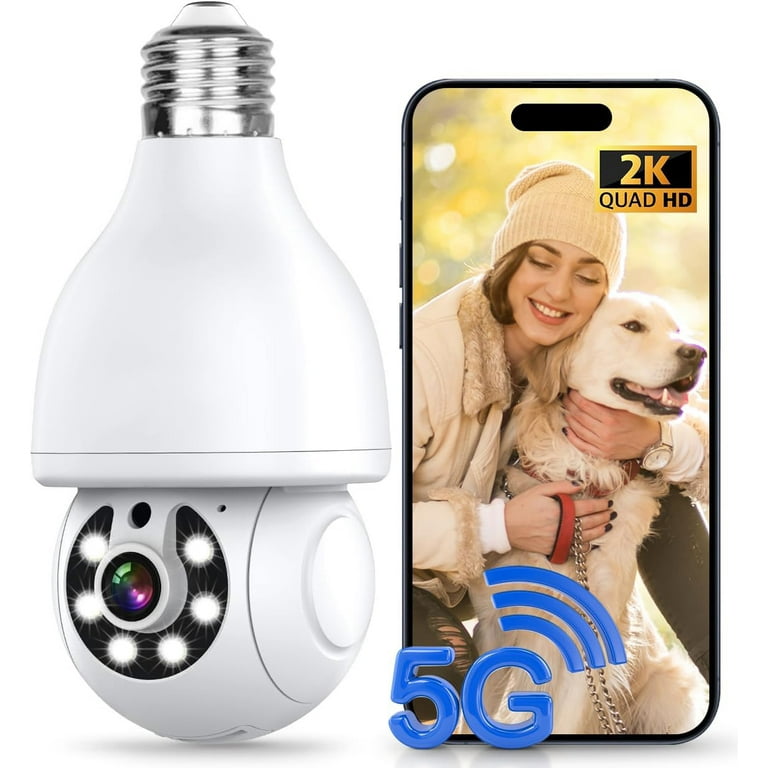 GBIUT 2K Light Bulb Security Camera, 5G and WiFi, 360Â