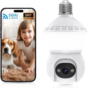 GBIUT Light Bulb Security Camera, 5G/2.4GHz WiFi Lightbulb Cameras Outdoor for Home Security,2-IN-1 Bulb Security Camera with LED Light E27 Compatible, Smart AI Human Detection,Color Night Vision