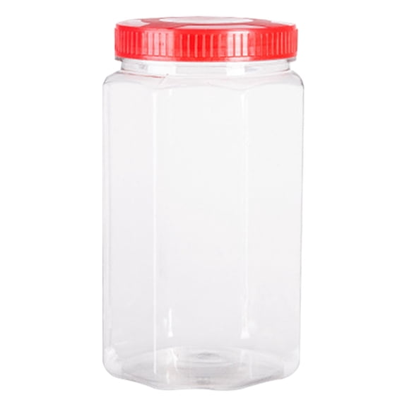 GBJHJIA 1 Pack Plastic Jars Containers with Lids Wide-mouth Refillable Leakproof Reusable Empty Jars for Travel Cosmetic Dry Food Spice Candy Cookie Home Kitchen Organizing (4.33x7.67 inch)