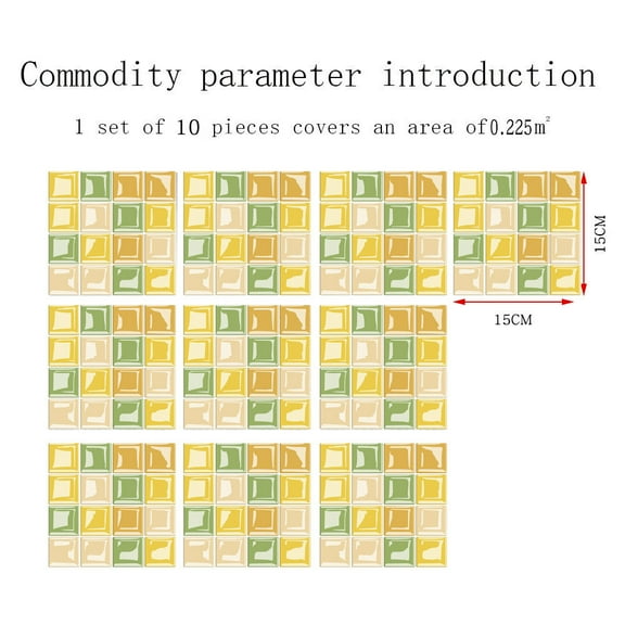 GBJHJIA 3D Mosaic Tile Sticker Removable Wallpaper Tile , 3D Self Adhesive Wall Tiles Bathroom Wall Tiles for Kitchen Backsplash , Square Decorative Vinyl Tile Decals (A)