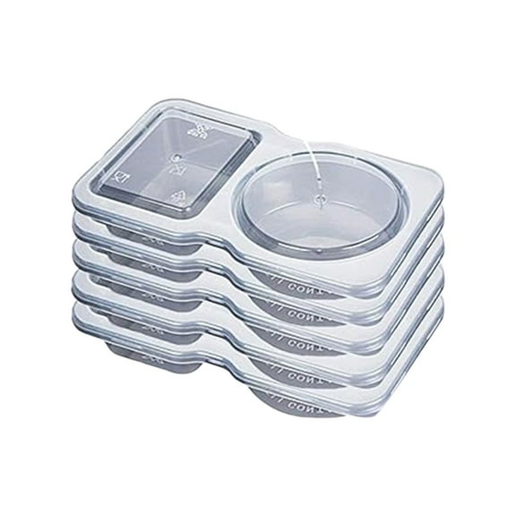 GBJHJIA 5 PCS Condiment Container with Lid, Disposable Double Compartment Plastic Container for Sauce Snack