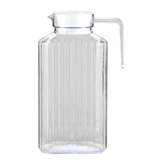 GBJHJIA Plastic Water with Lid and Handles,Clear Plastic Pitcher Square Base Clear Plastic Juice Container Pitcher - for Water, Iced Tea, Juice, Beverage, Lemonade, Milk and Mimosa Bar (D)