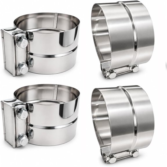 GBK 5" Stainless Steel Lap Joint Exhaust Band Clamp for Heavy Duty Semi Truck, 4 pack