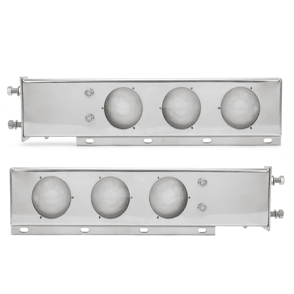 GBK Stainless Steel 2.5" Bolt Spacing Spring Loaded Mud Flap Hanger Pair with 4" Light Cutout for Semi Trucks and Trailers