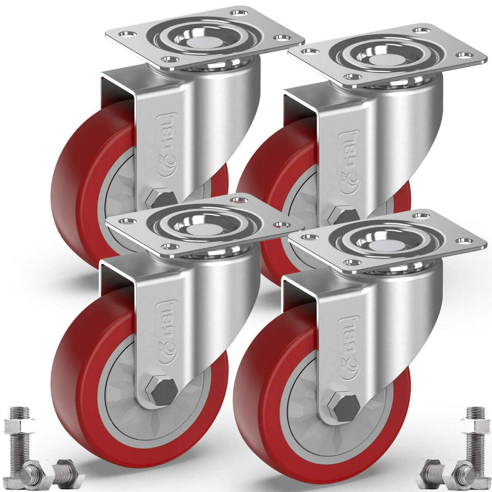 6 Inch Heavy Duty Swivel Caster Wheels (4 Pack) - 2 With Brakes, 440 Lbs Capacity Each