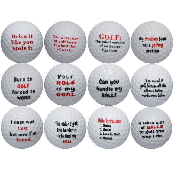 GBM Golf Golf Humor Golf Balls, 12 Pack, Solid Core, 352 Dimple Pattern, Made in USA