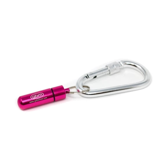 GBM Med Secure Pill Keychain with Locking Carabiner | Pink