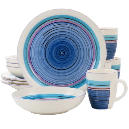 GBS 12 Pieces Round Durastone Dinnerware Set in Blue