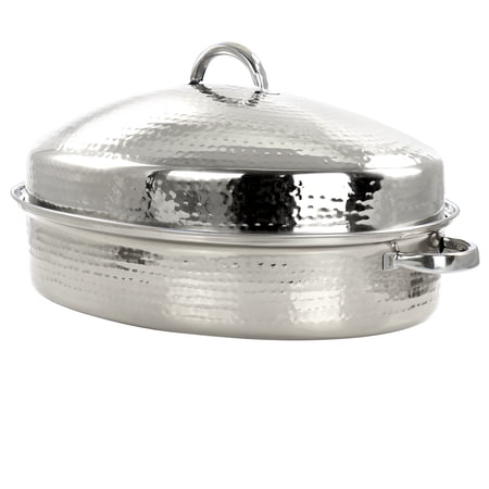 GBS 15.5 Inch Stainless Steel Oval Roaster with Lid and Roasting Rack