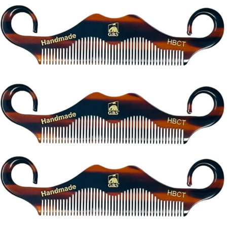 GBS 3 Pack HBCT- Handle Bar Style - 5 1/4" Long Tortoise Beard and Moustache Comb