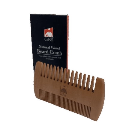 GBS 4 Sided Beard Comb Natural Wood Durable Handle Bamboo All Fine/Course Fine. Works Great for Balm Oil Wax Leave-in Conditioner.
