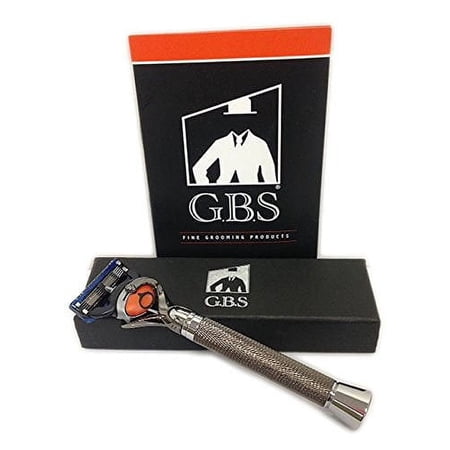 GENTS Flex-ball Charcoal Razor Long Handle Men's 5 Blade Manual Razor with 1 G.B.S Men's Stylish Precision Shaving Razor, Gray