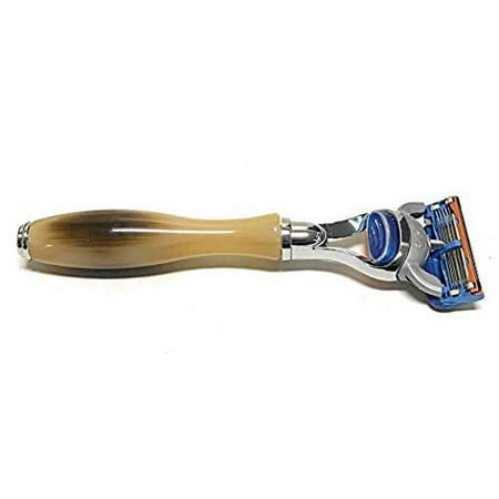 GBS 5 Blade Fusion Compatible Razor- Provides Clean and Close Shave - High Quality Professional Cartridge Shaving Razor Lubricated Strip Protects Skin (Horn)