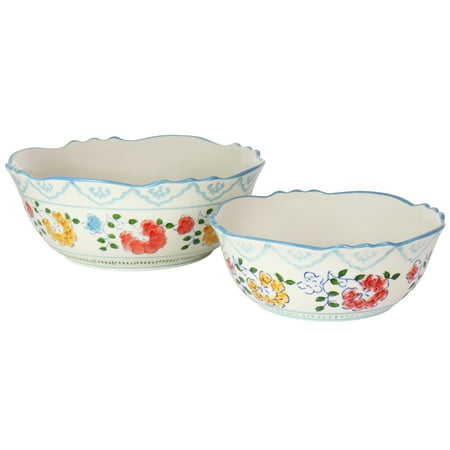 GBS Anaya 2 Piece Stoneware Hand Painted Bowl Set