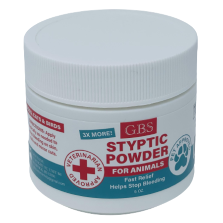 GBS Animal Styptic Powder Fast-Acting Blood Stop Powder for Dogs, Cat, Birds, 5oz Safe Pets First-Aid Kit Great For Nails and Cuts