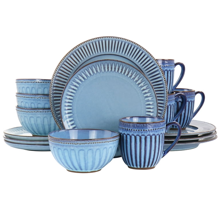 Free Shipping! Gibson Elite Mendocino 16-Piece Blue Stoneware