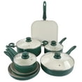 thumbnail image 1 of GBS Gazebo Ceramic Nonstick Aluminum 11 Piece Cookware Set in Green, 1 of 3