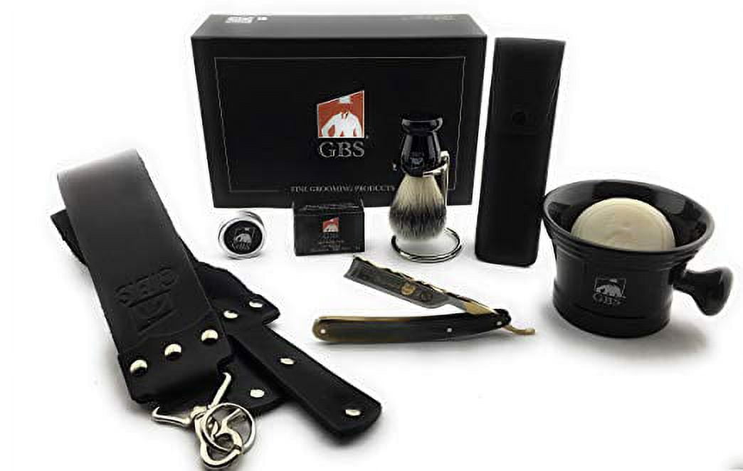 GBS Gift Set comes with Dovo 3580 Bergischer Lowe 5/8" Razor- Black Ceramic Mug Knob Handle- 3 Oz All Natural Soap